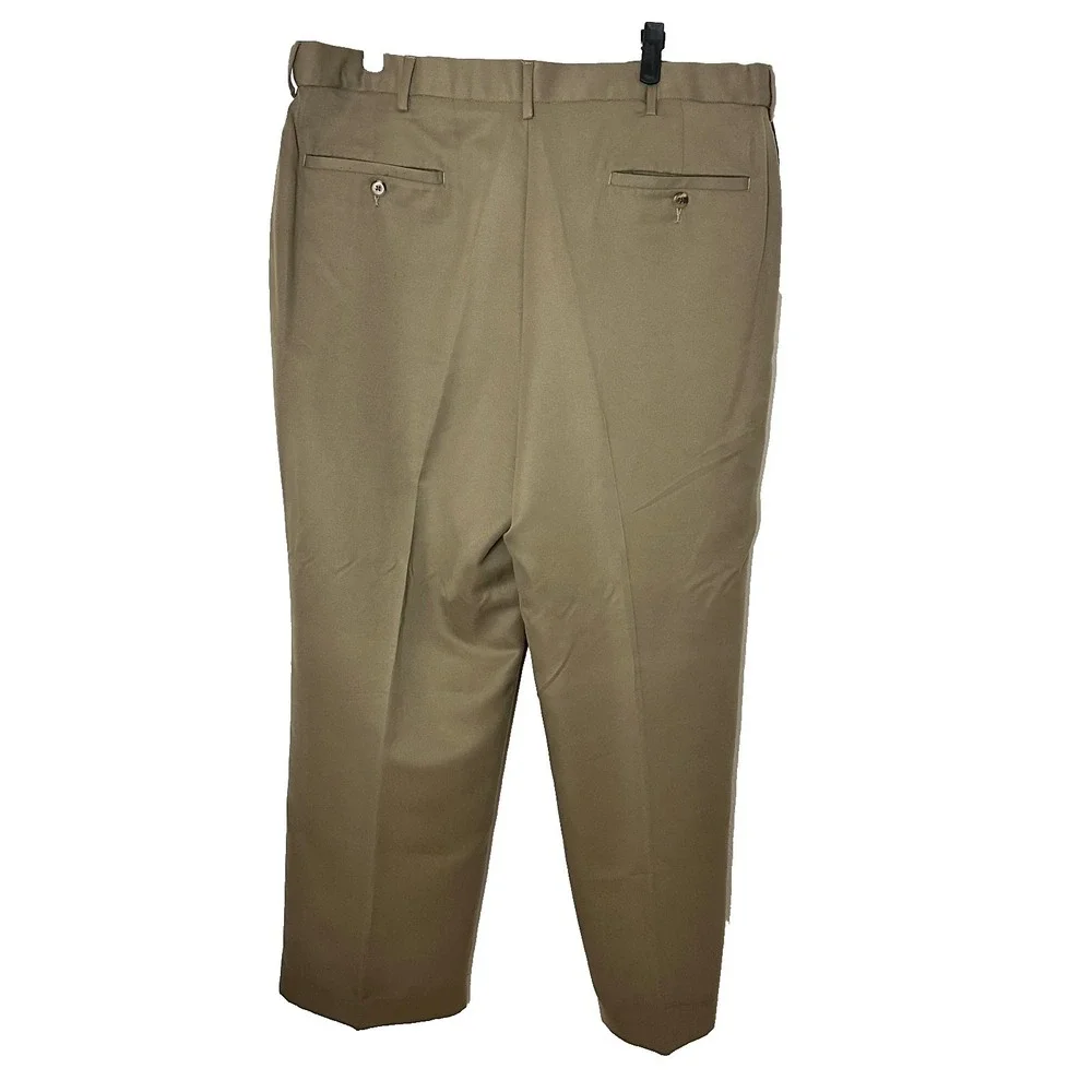 George Mens Dress Pants 38x29 Dark Tan Flat Front Straight Leg G26B300 Khaki